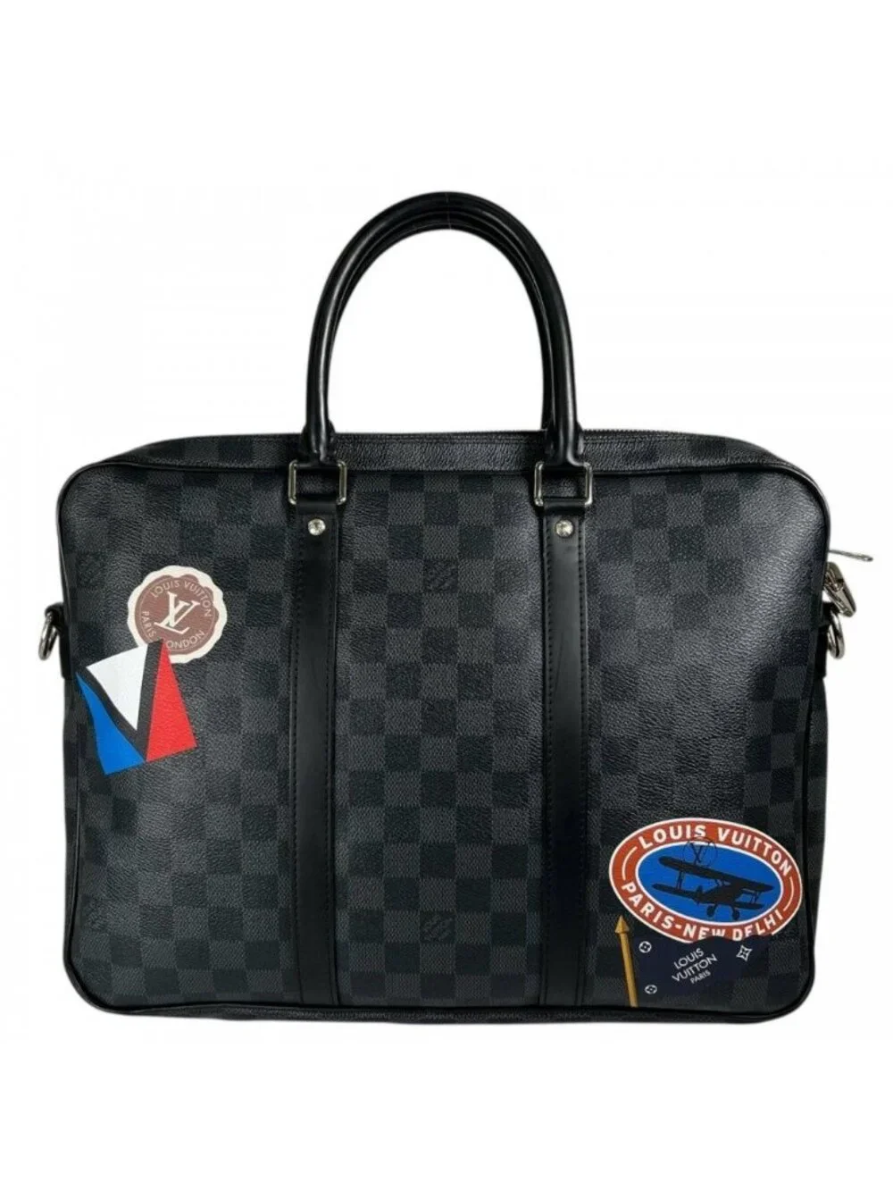Louis Vuitton Handbag Travel Damier Canvas Black Silver